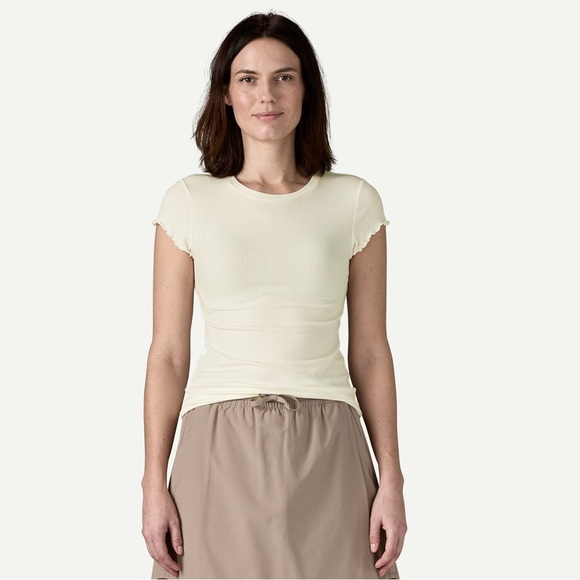 PATAGONIA Lettuce Hem Birch Ribbed T-shirt Top - Picture 2 of 9